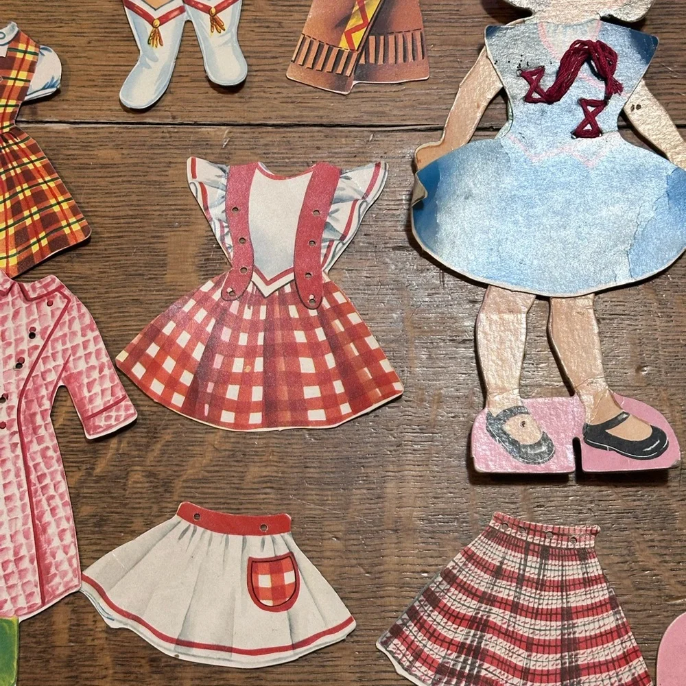 Paper Dolls with Lace-On Costumes for Little Girls Saalfield 1955 Vintage 36 pcs